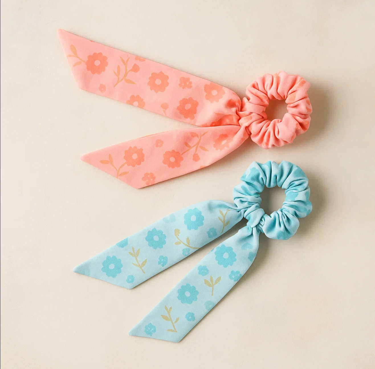 Floral Satin Hair Scrunchie – Premium Quality, Gentle on Hair ( Pack of 1 )
