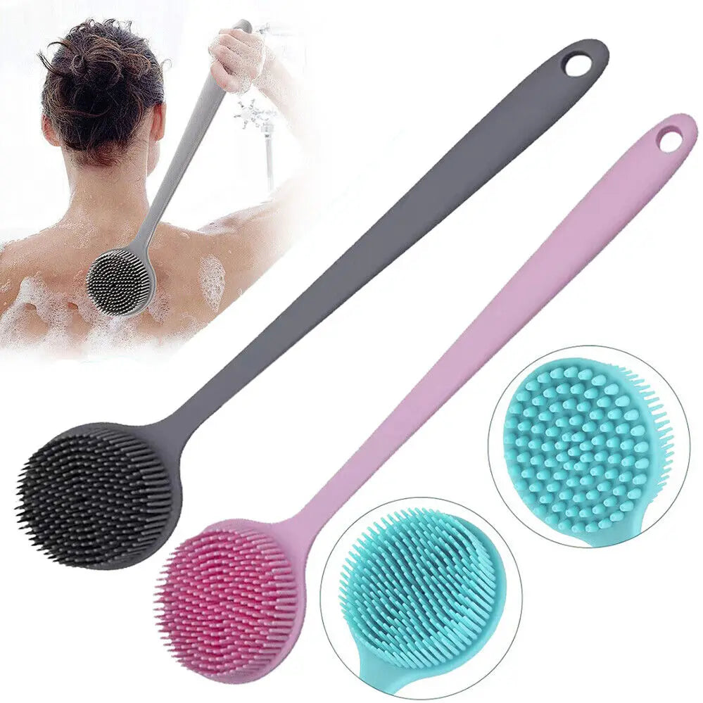 2-in-1 Silicone Body & Back Scrub Brush – Soft Bristles with Long Handle for Shower, Bath & Exfoliation (Pack of 1)