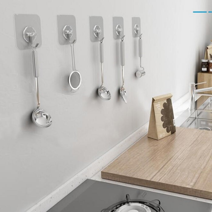 Multipurpose Self Adhesive Wall Hooks – Heavy Duty Transparent Sticker Hook for Home, Kitchen & Bathroom (Set of 10)