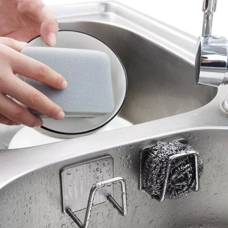 Self Adhesive Stainless Steel Kitchen Hooks – Wall Mounted Multipurpose Hangers (Pack of 2)