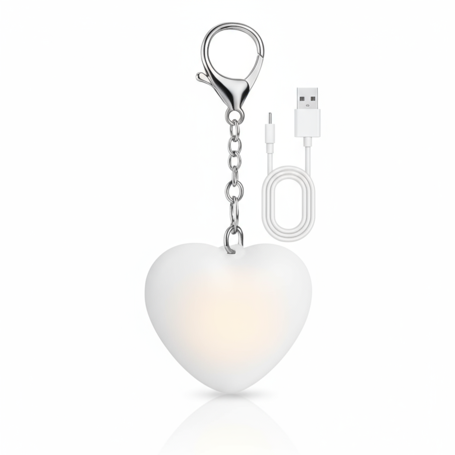 Heart Shaped Keychain Flashlight with USB Cable – USB Rechargeable Mini Safety Torch- Sensor Touch Night Light for Handbag & Purse (Pack of 1)