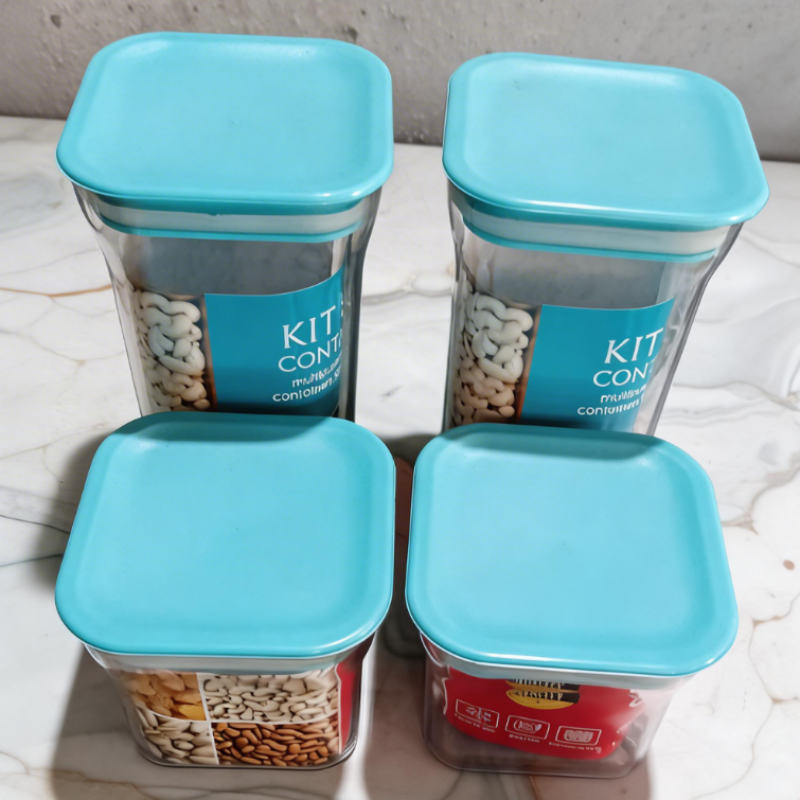 Set of 4 Multipurpose Airtight Plastic Kitchen Storage Containers – Stackable Food Storage Boxes (Random Color)