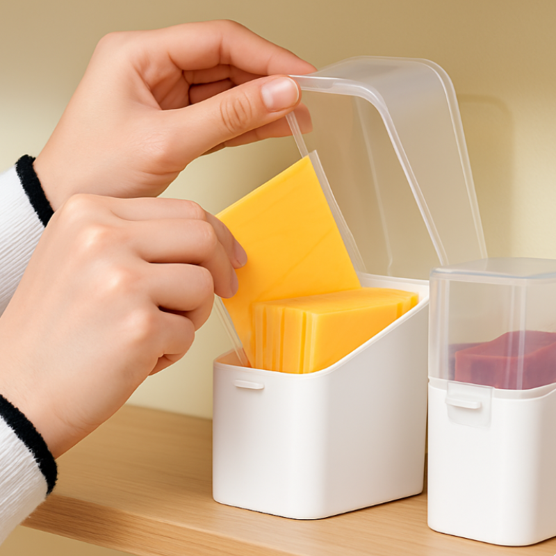 Sliced Cheese Container Clear Food Grade Fridge Saver Refrigerator Container (1 Pcs)