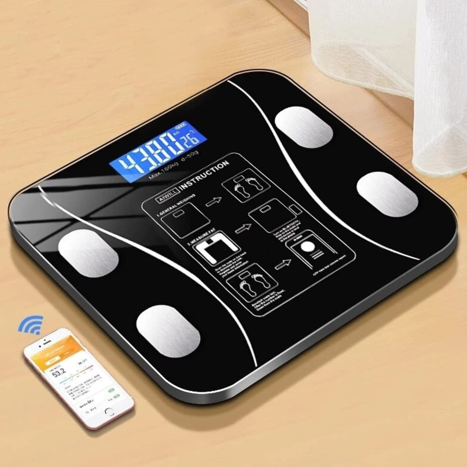 Smart Digital Body Weight Weighing Scale with Bluetooth, BMI & Fat Analyzer – Wireless Fitness Scale with LCD Display