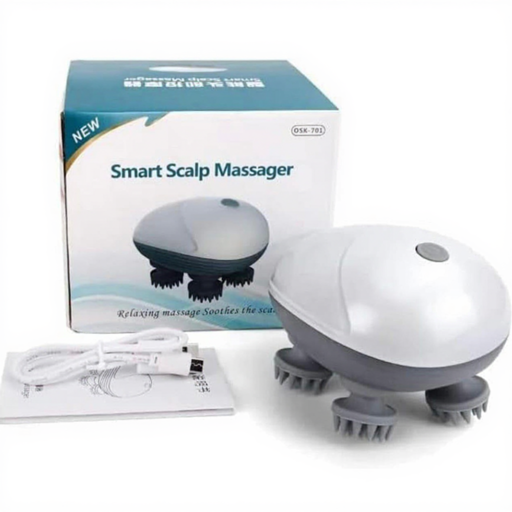 Electric Scalp & Body Massager – 96 Silicon Kneading Points with Detachable Heads for Hair Growth & Relaxation