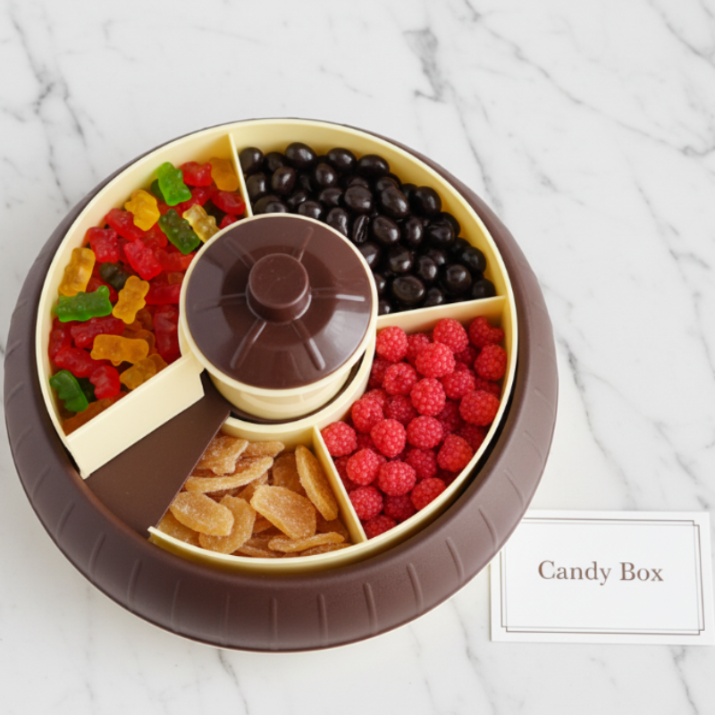 Spiral Multipurpose Candy Box – Rotating Dry Fruit & Snack Storage Organizer | Plastic Serving Box (Random Color-Pack of 1)