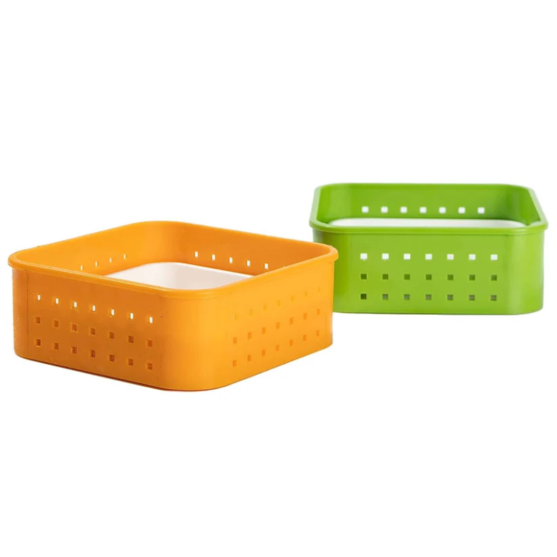Square Paneer Maker Press Mould | 3-Piece Paneer & Tofu Making Kit with Perforated Container, Pressing Lid & Drain Base (Random Color - Pack of 1)