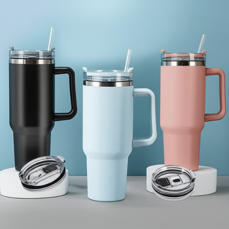 1200ml Stainless Steel Vacuum Insulated Tumbler with Lid & Straw – Large Travel Mug for Water, Coffee, Iced Tea & Smoothies (Random color-Pack of 1)