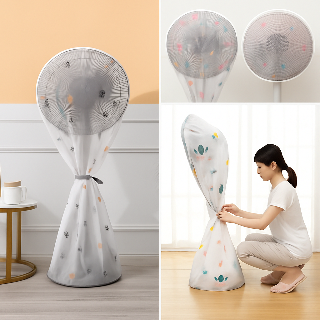 Dustproof Stand Fan Cover (Full Size) – Waterproof & Washable Standing Fan Protective Cover with Adjustable Drawstring | Round Fan Cover for Home & Office (Pack of 1)