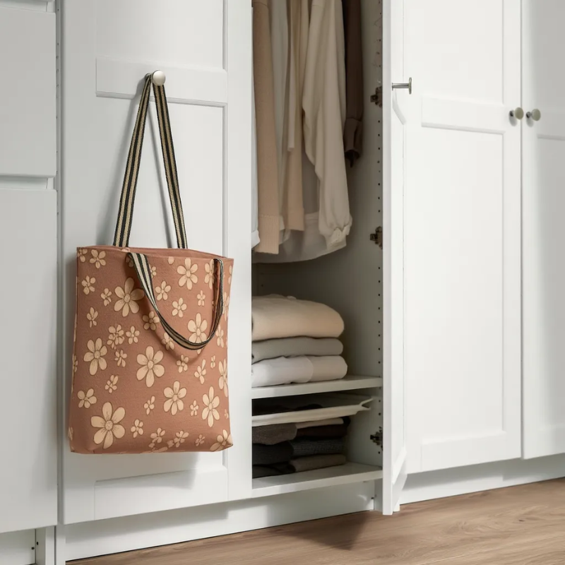 Blush Bloom Floral Carry Tote Bag – Stylish Shopping & Travel Tote for Women (Random Color)