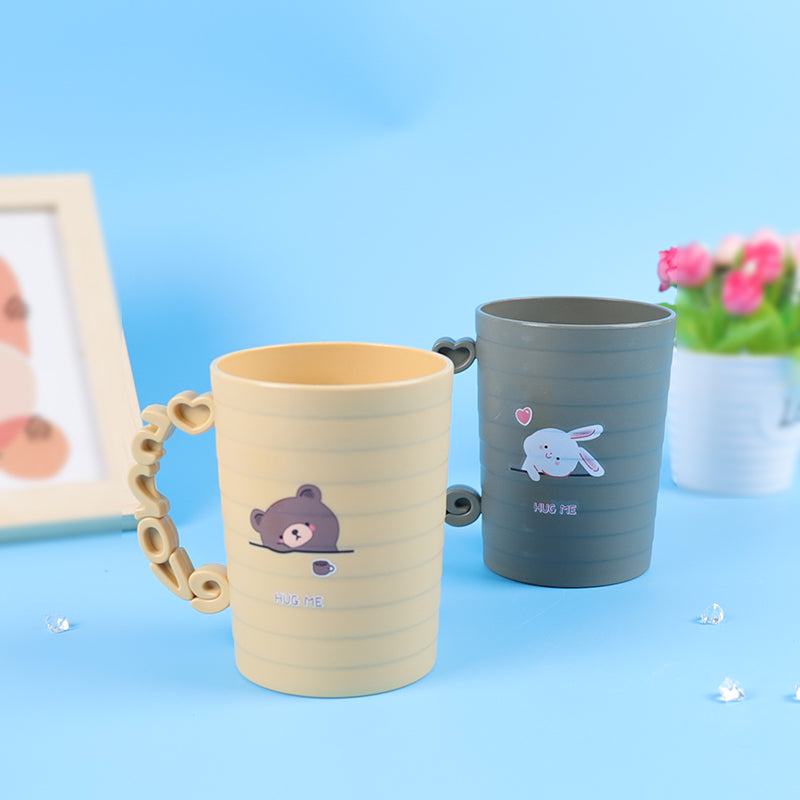 Creative Handle Printed Coffee Cup / Toothbrush Cup