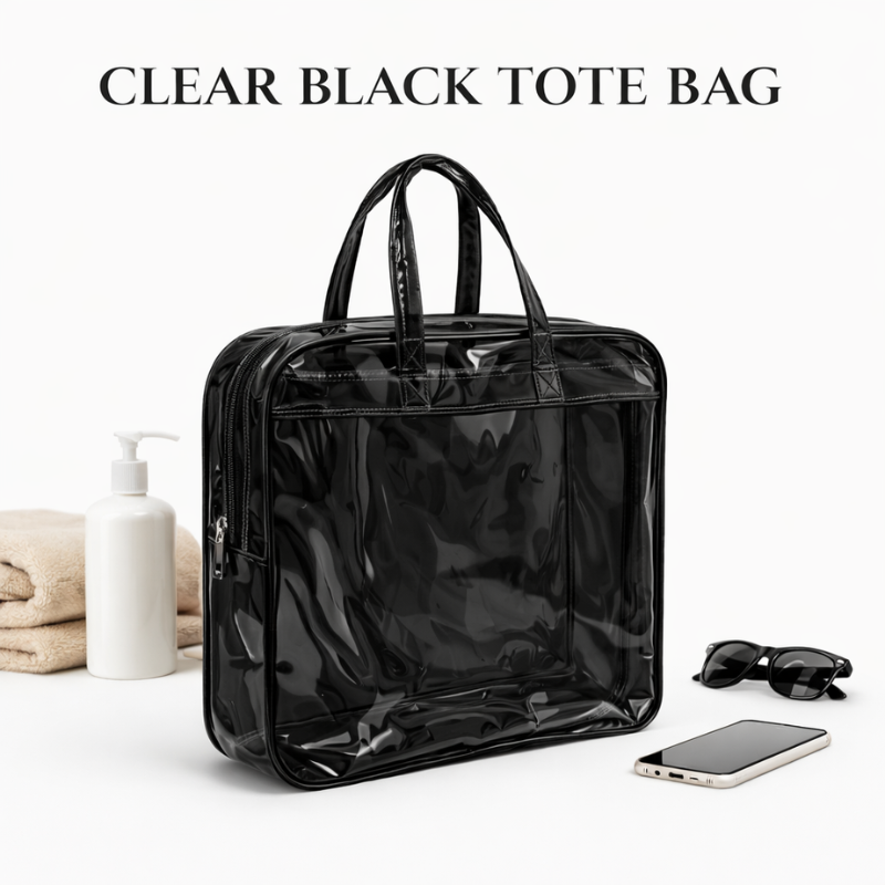 Transparent PVC Tote Bag | Multipurpose Clear Carry Bag for Travel, Shopping & Daily Use (Random Color-Pack of 1)