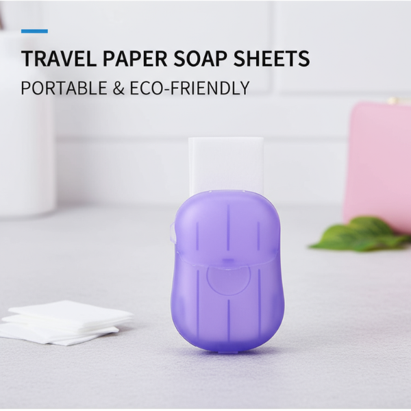Pocket Paper Soap Sheets – Disposable Hand Wash Soap for Travel & Outdoor Use-20 Pcs in 1 case (Pack of 1)