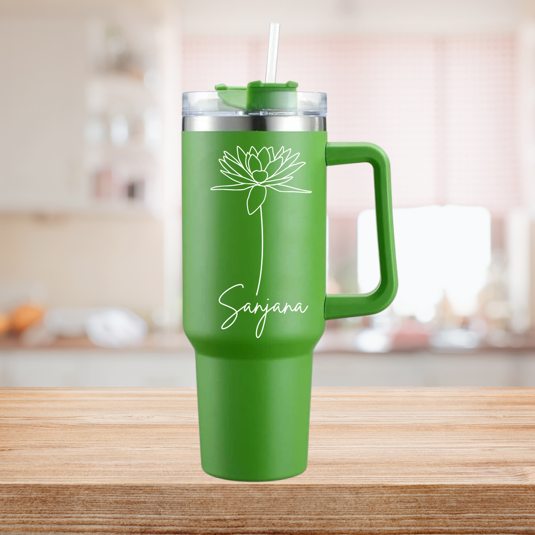 1200ml Customized Tumbler with Name & Special Birth Flower
