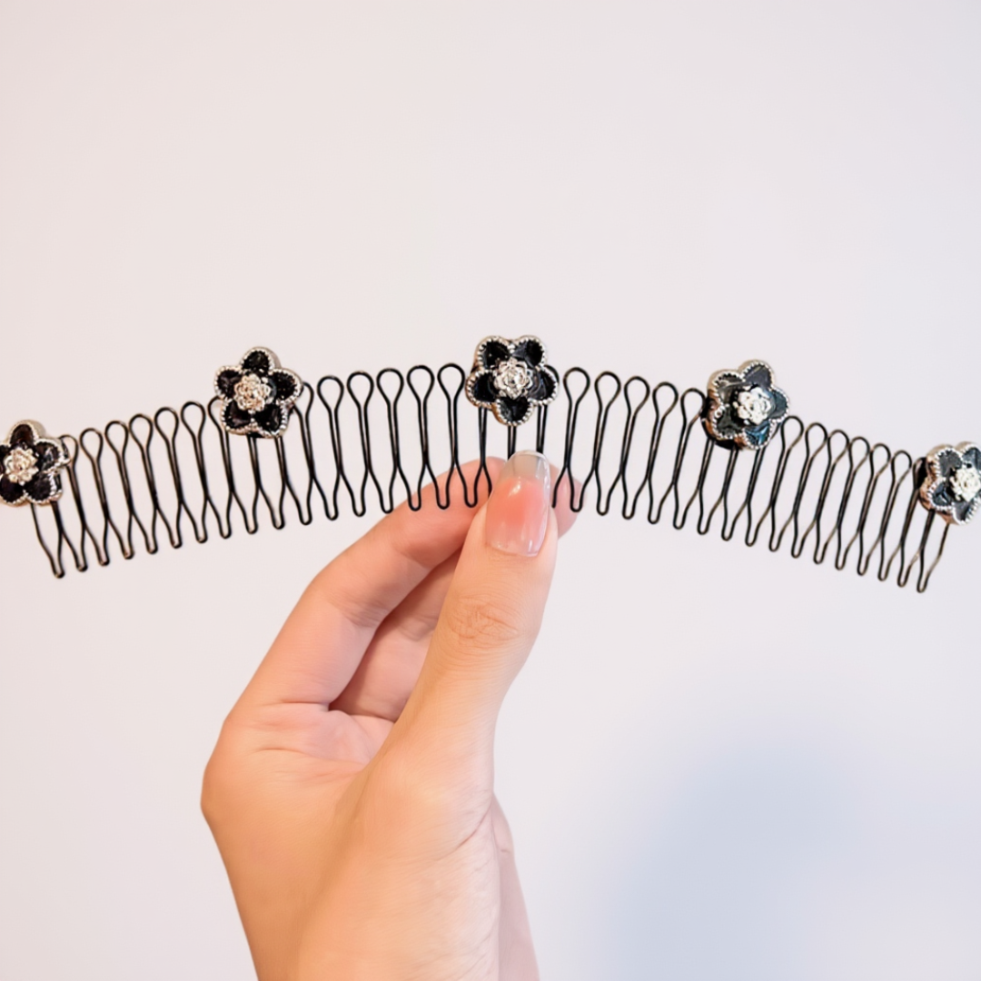 Stretchable Flower Hair Clip – U-Shape Hair Finishing Fixer Comb for Women & Girls | Elegant Flexible Hair Accessory (Pack of 1)