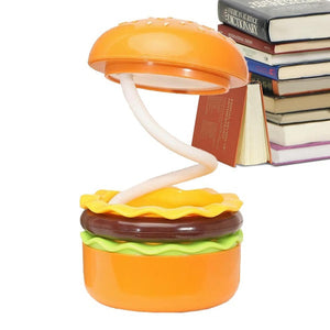 Open hamburger lamp; novelty desk light with books.