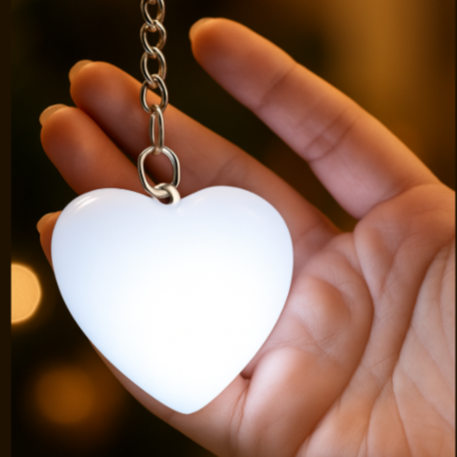 Heart Shaped Keychain Flashlight with USB Cable – USB Rechargeable Mini Safety Torch- Sensor Touch Night Light for Handbag & Purse (Pack of 1)