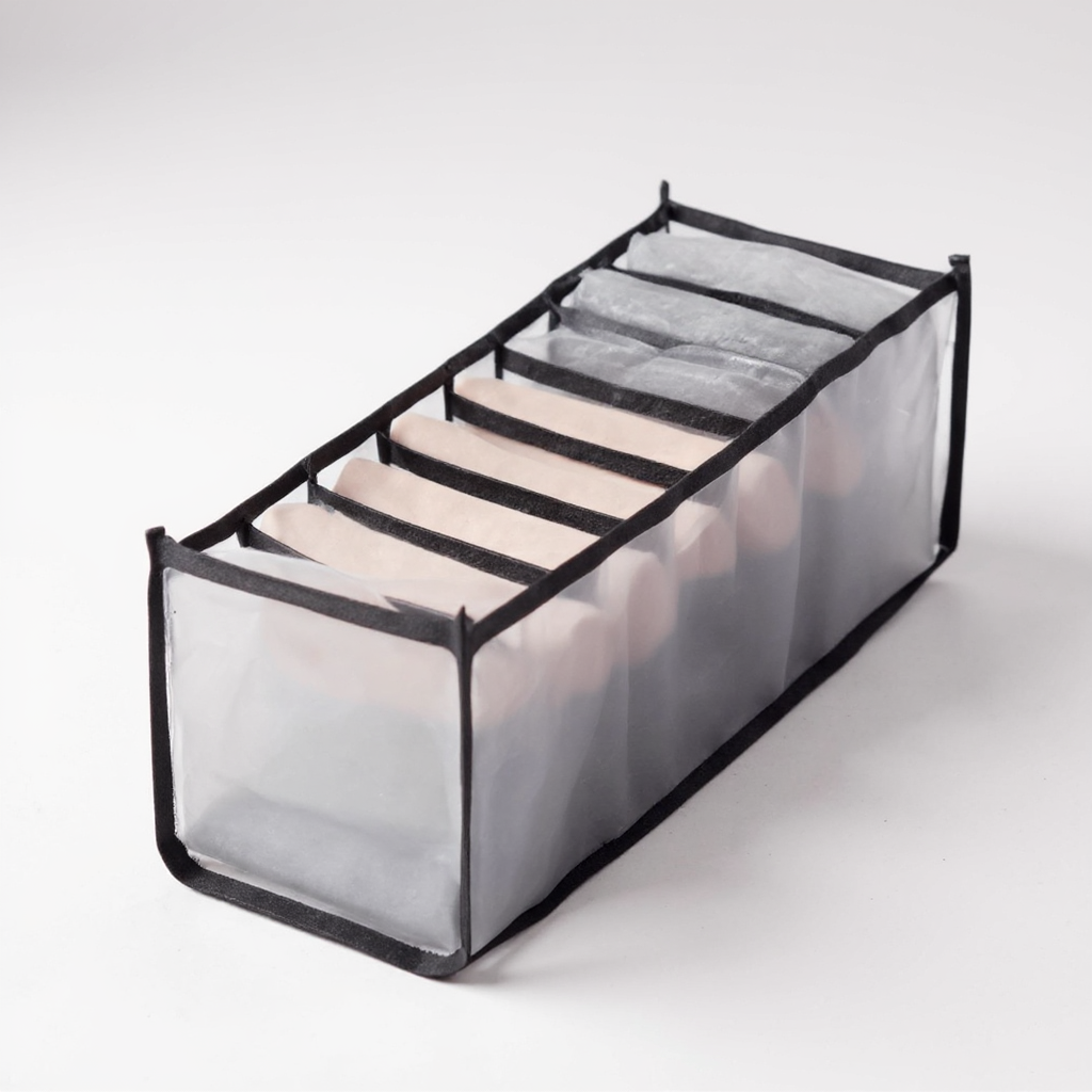 Mini 7-Compartment Underwear & Socks Organizer – Washable Drawer Storage Box for Closet & Wardrobe(Pack of 1)