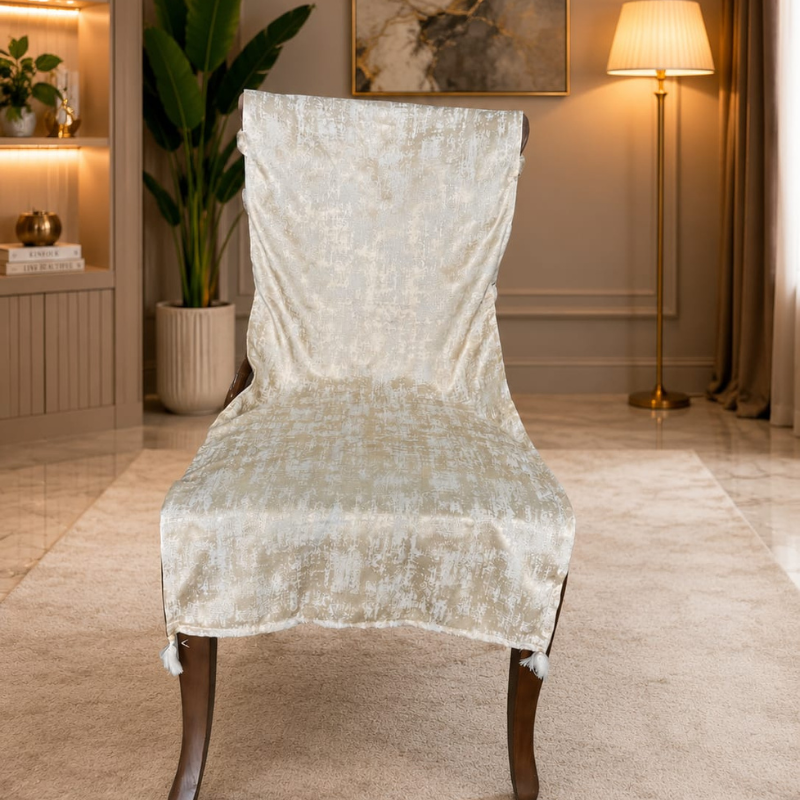 Universal Chair Cover with Elastic Strap | Heavy Quality Fabric Chair Protector | Stretchable Slipcover for Dining, Office & Plastic