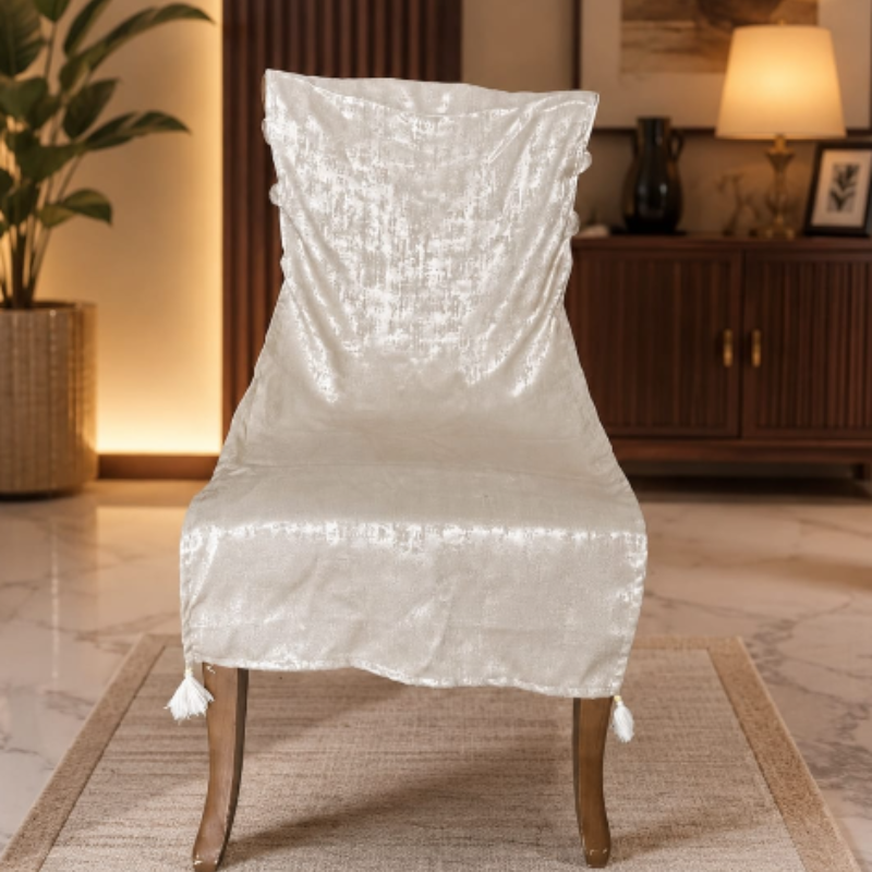Universal Chair Cover with Elastic Strap | Heavy Quality Fabric Chair Protector | Stretchable Slipcover for Dining, Office & Plastic