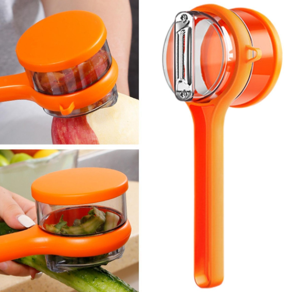 Peeler with Storage Box – Stainless Steel Multifunctional Fruit & Vegetable Peeler with Container (Pack of 1)