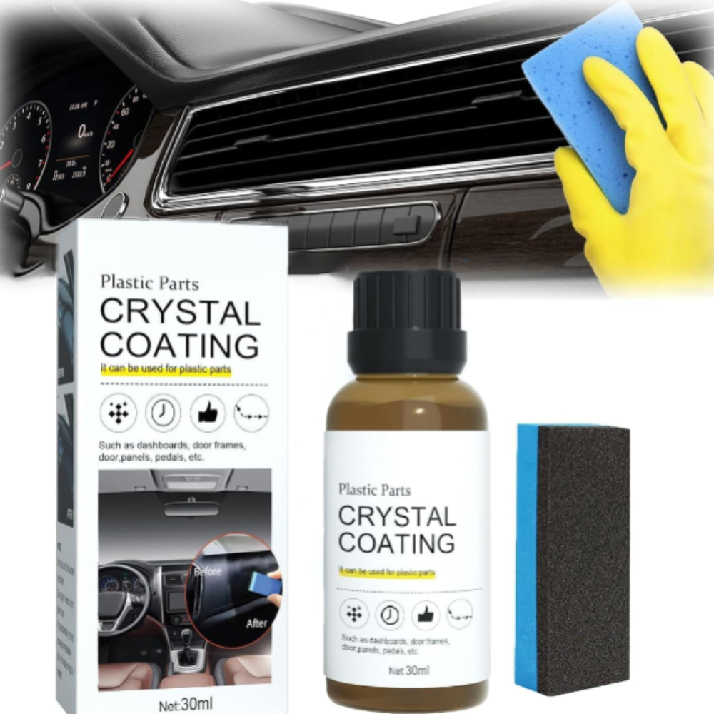 Crystal Coating for Car & Bike Plastic Parts – 30ml PVC Restorer, Dashboard Cleaner & Shining Polish