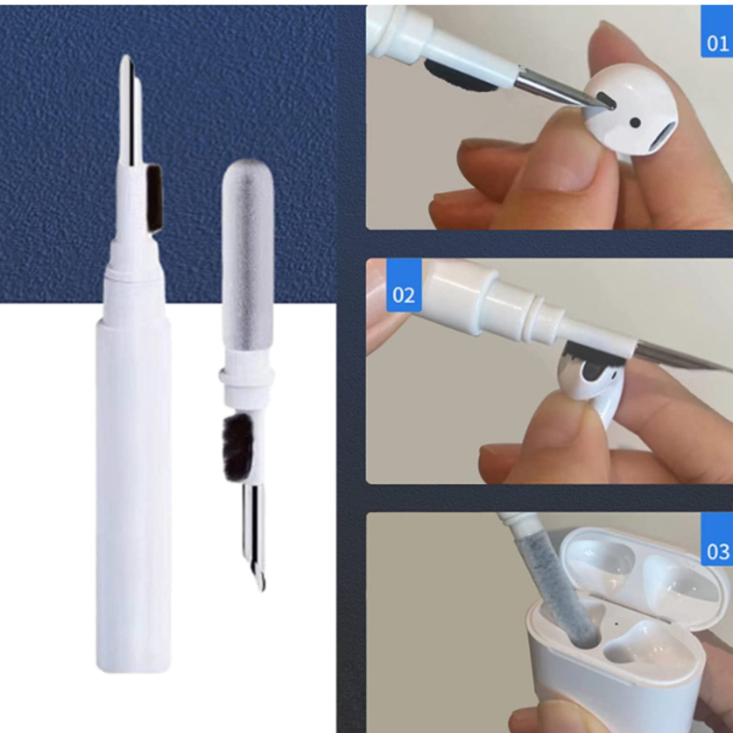 AirPods Cleaning Pen – Multifunction Earbud & Phone Cleaner Kit for AirPods, Headphones, Mobiles, Laptops, Computers & Gaming Devices (Pack of 1)