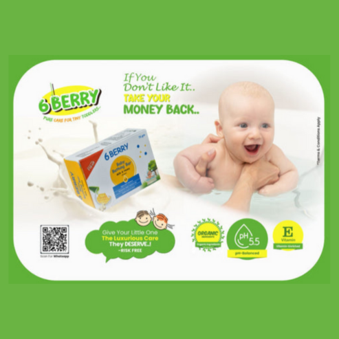 3 Pcs 6Berry Baby & Kids Soap – 75g Each, Gentle Cleansing Bars (Random Fragrances)