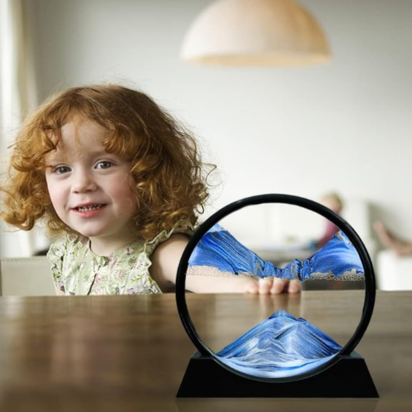 3D Moving Deep Sea Sandscape – Round Glass Flowing Sand Frame | Relaxing Desktop Sand Art Toy for Home & Office Decor (Pack of 1 Pc)