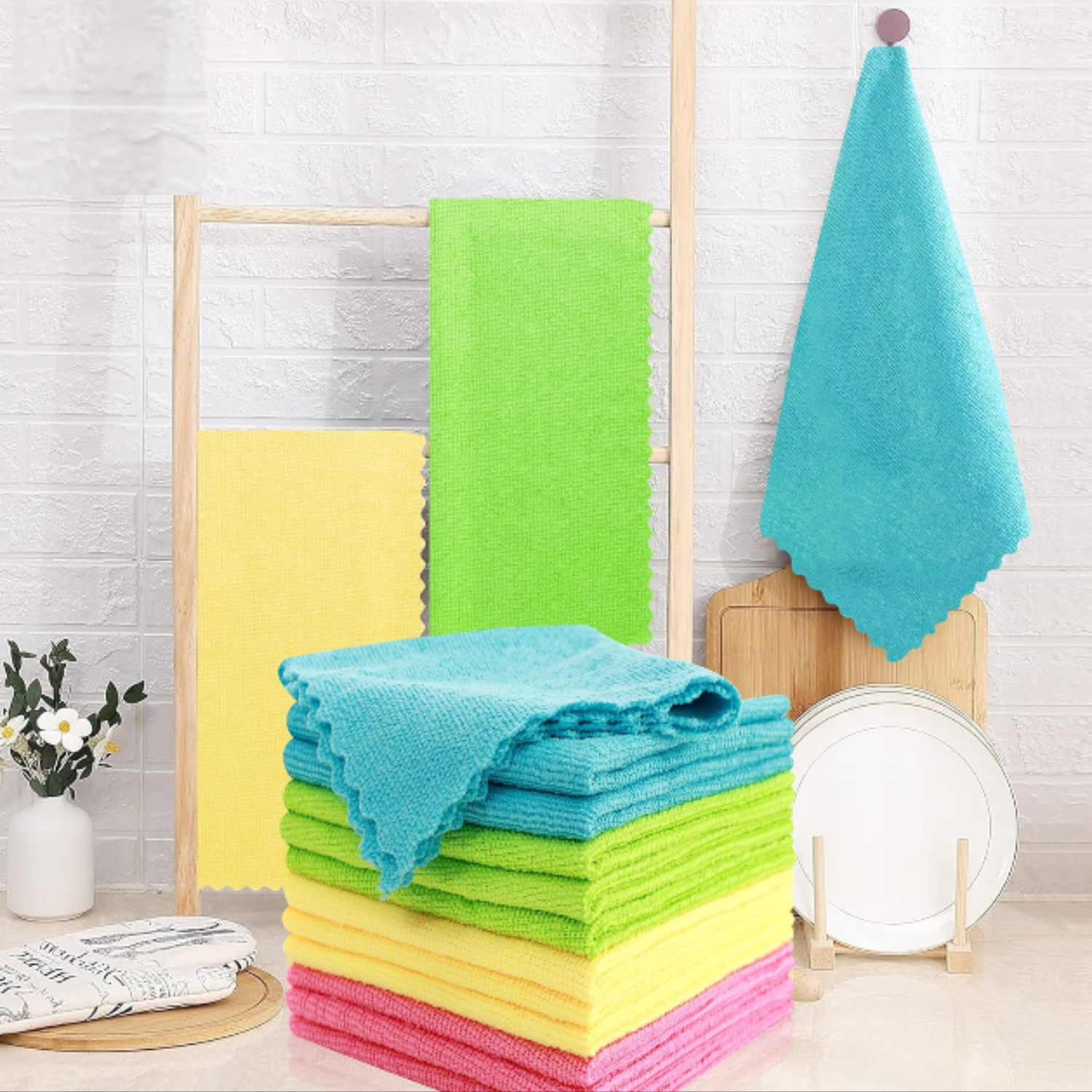 10 Pcs Super Absorbent Microfiber Dish Cloth – Reusable Cleaning Towels for Kitchen & Home(Random color)