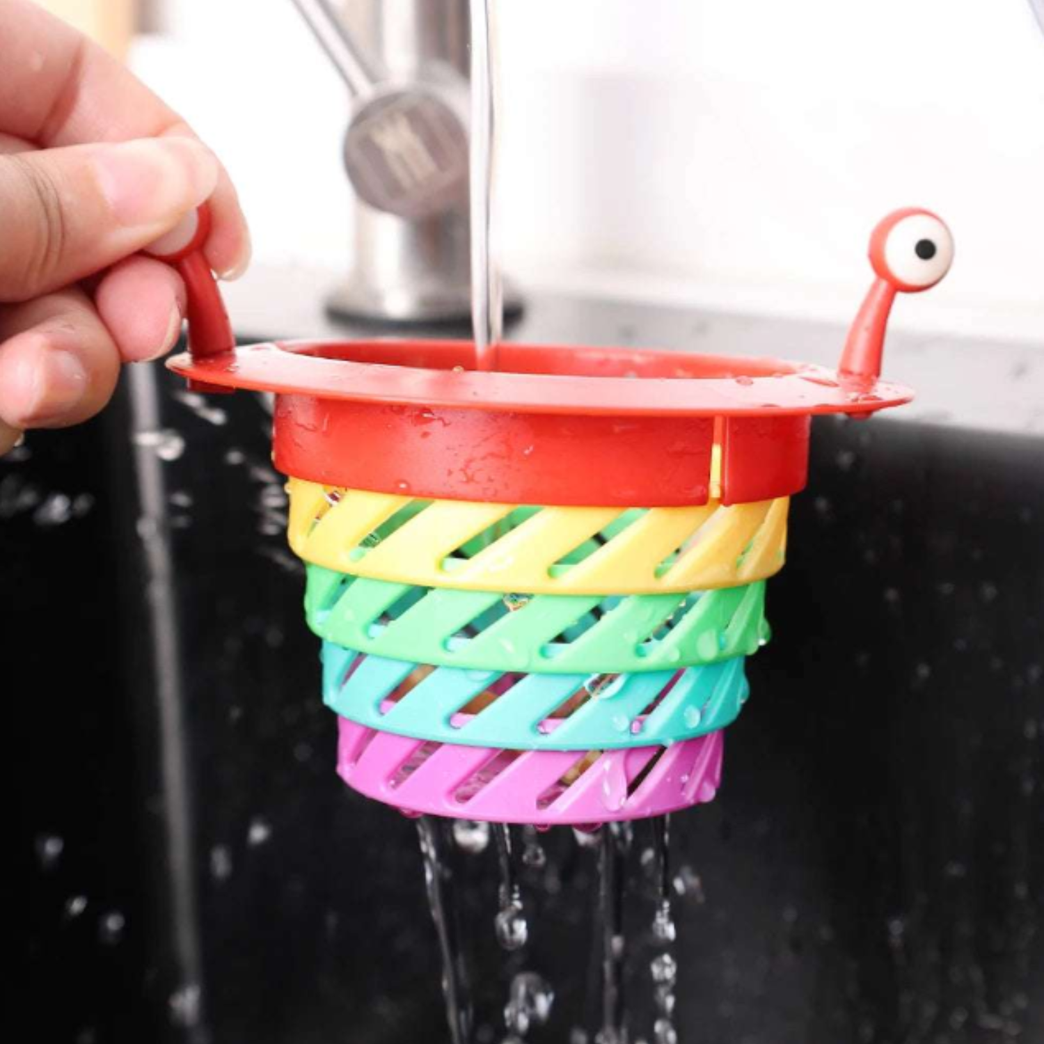 Colourful Foldable Retractable Kitchen Sink Strainer – Plastic Drain Filter Net & Anti-Clogging Catcher (Pack of 1)
