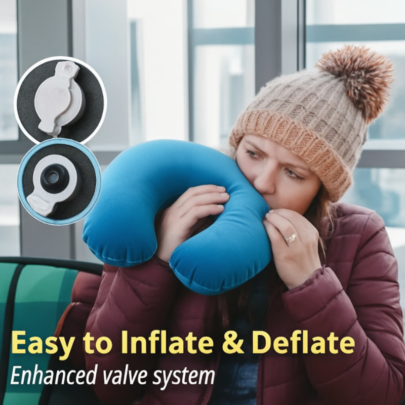 Inflatable Travel Neck Pillow – U-Shaped Ergonomic Air Cushion for Comfortable Neck Support on Flights, Car Rides, Office & Home Rest