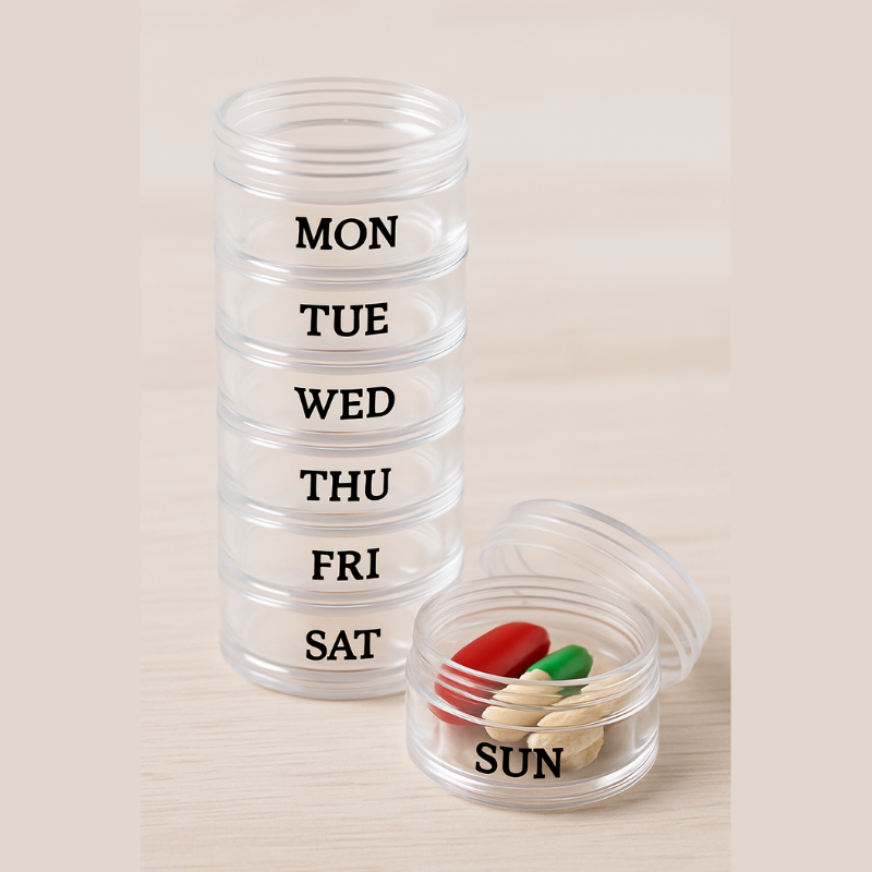 Weekly Medicine Pill Box – Portable Pill Organizer for Travel & Home Use (7 Days / Daily Routine)
