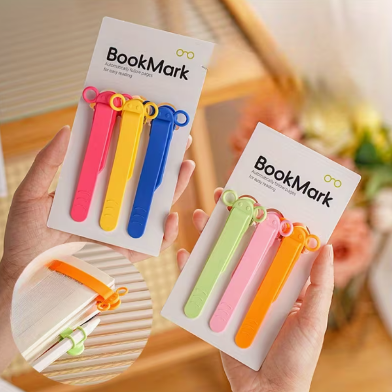 Portable Automatic Bookmark Holder– Smart Page Marker Clips for Books, Notebooks & Study Use (Pack of 3)