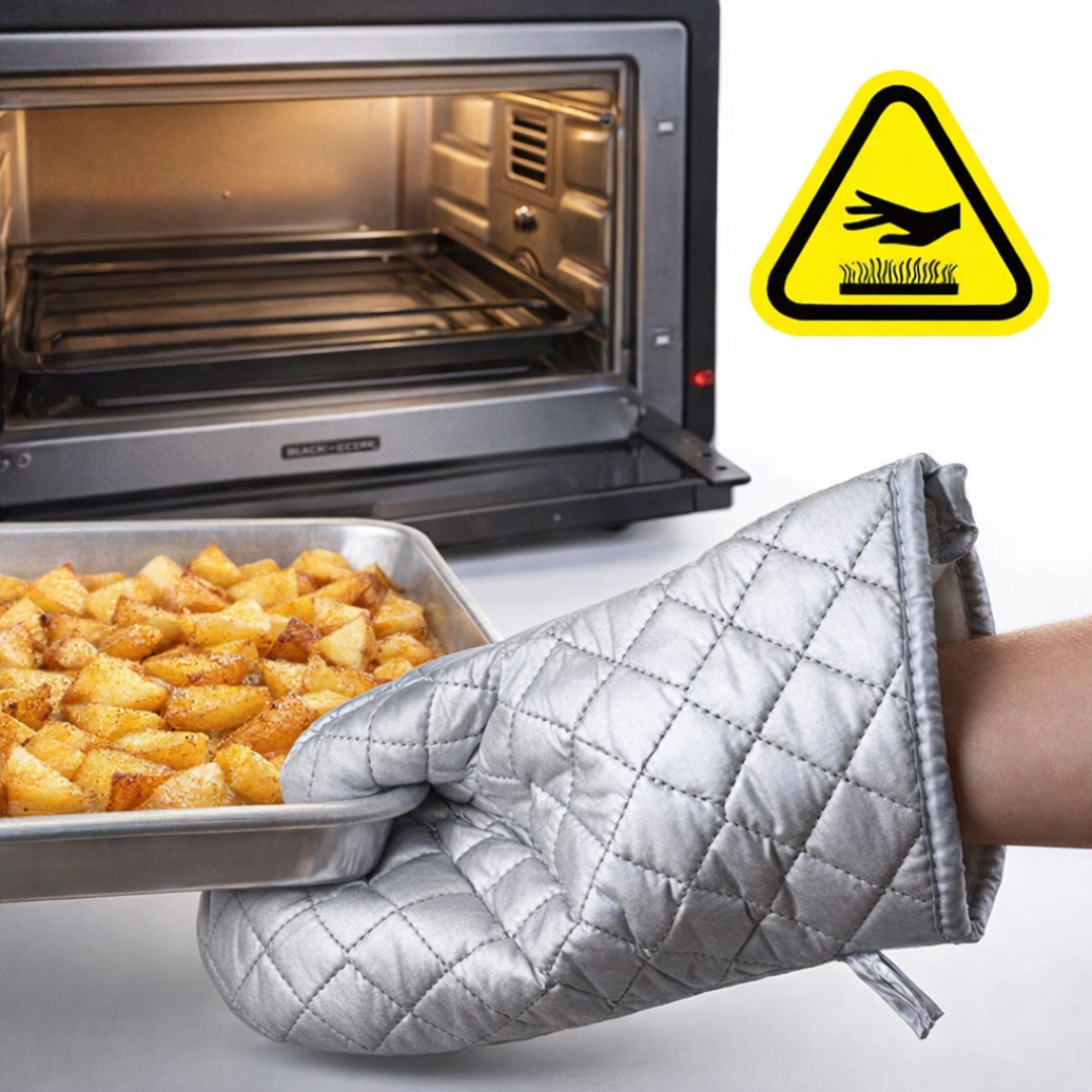 Heat Resistant Oven Gloves with Pad – Kitchen Baking & Cooking Mitts Set