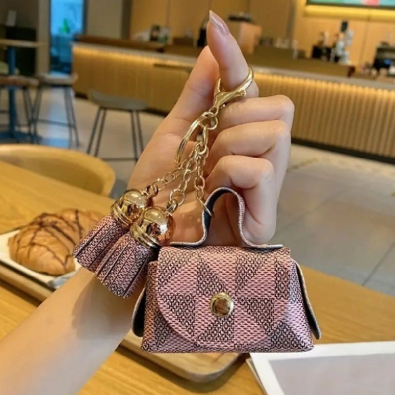 Mini Wallet Keychain – Compact Leather Coin Pouch Keyring for Cash, Coins & Keys (Random Print-Pack of 1)
