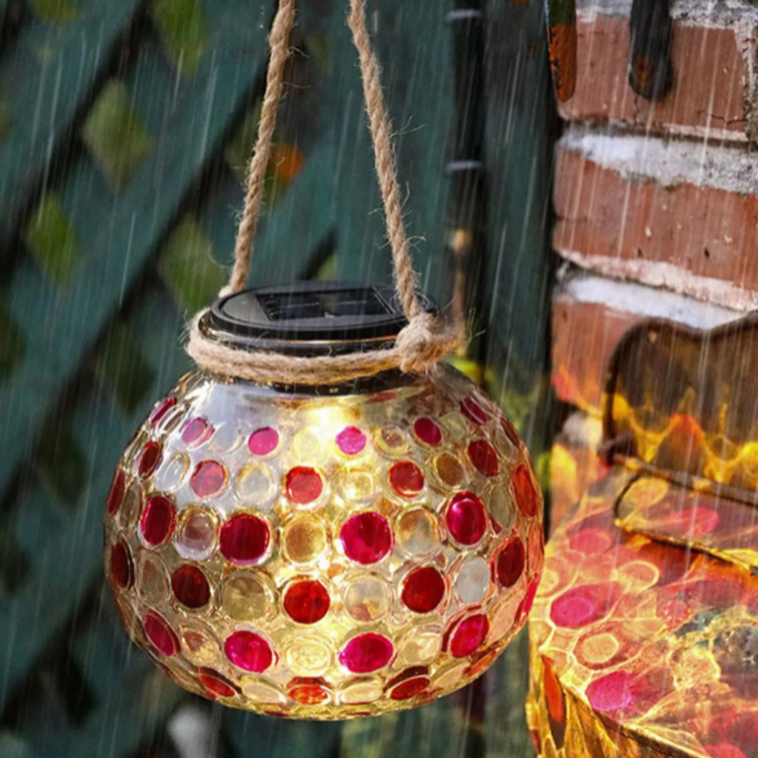 2 Pcs Set Color Changing Solar Hanging Lamps – Crystal Glass Ball Lights