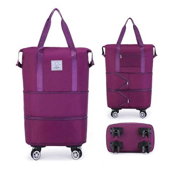 Duffel Trolley Bag with Wheels – Expandable & Foldable Travel Luggage Bag (Lightweight & Durable)