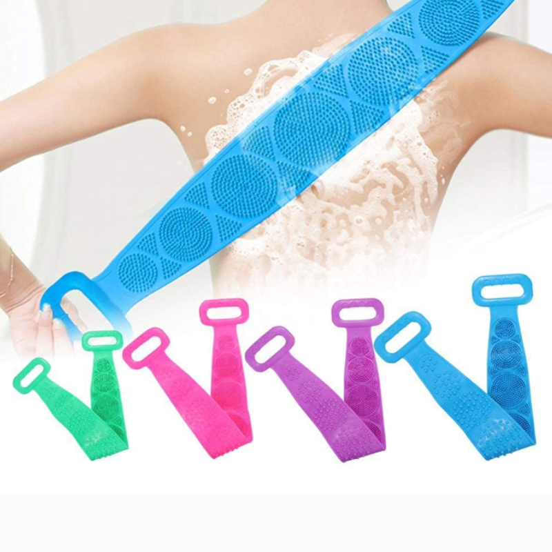 Silicone Back Scrubber – Dual-Sided Exfoliating & Massage Body Brush | Quick-Drying, Hygienic Bath Scrubber for Deep Cleaning (Random Color – Pack of 1)