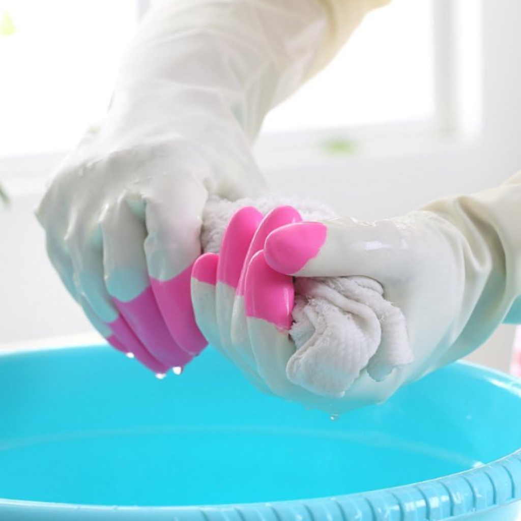 Kitchen Gloves Dual Tone – 1 Pair PVC Cleaning & Dishwashing Gloves | Reusable, Waterproof Household Gloves