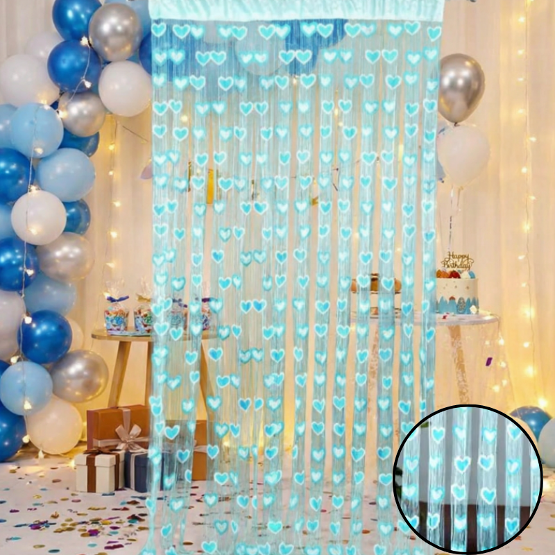 Love-Themed Party Curtain – Romantic Net Backdrop Decoration for Birthday, Anniversary, Proposal & Valentine Events (Random Design-Pack of 1)