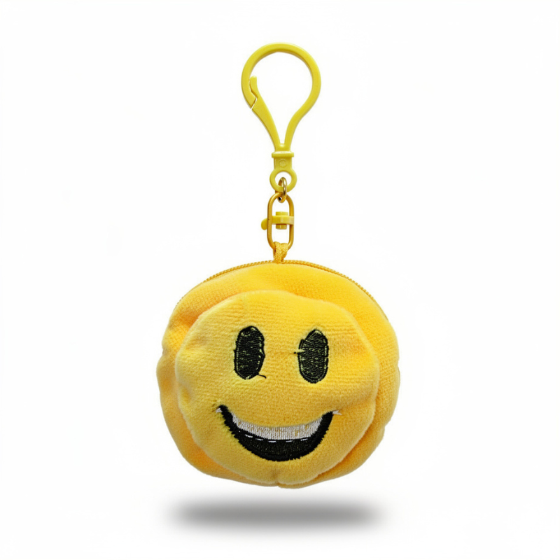 Mini Emoji Pouch Key Chain with Zipper – Small Coin Purse & Headphone Case (Random Emoji- Pack of 1)