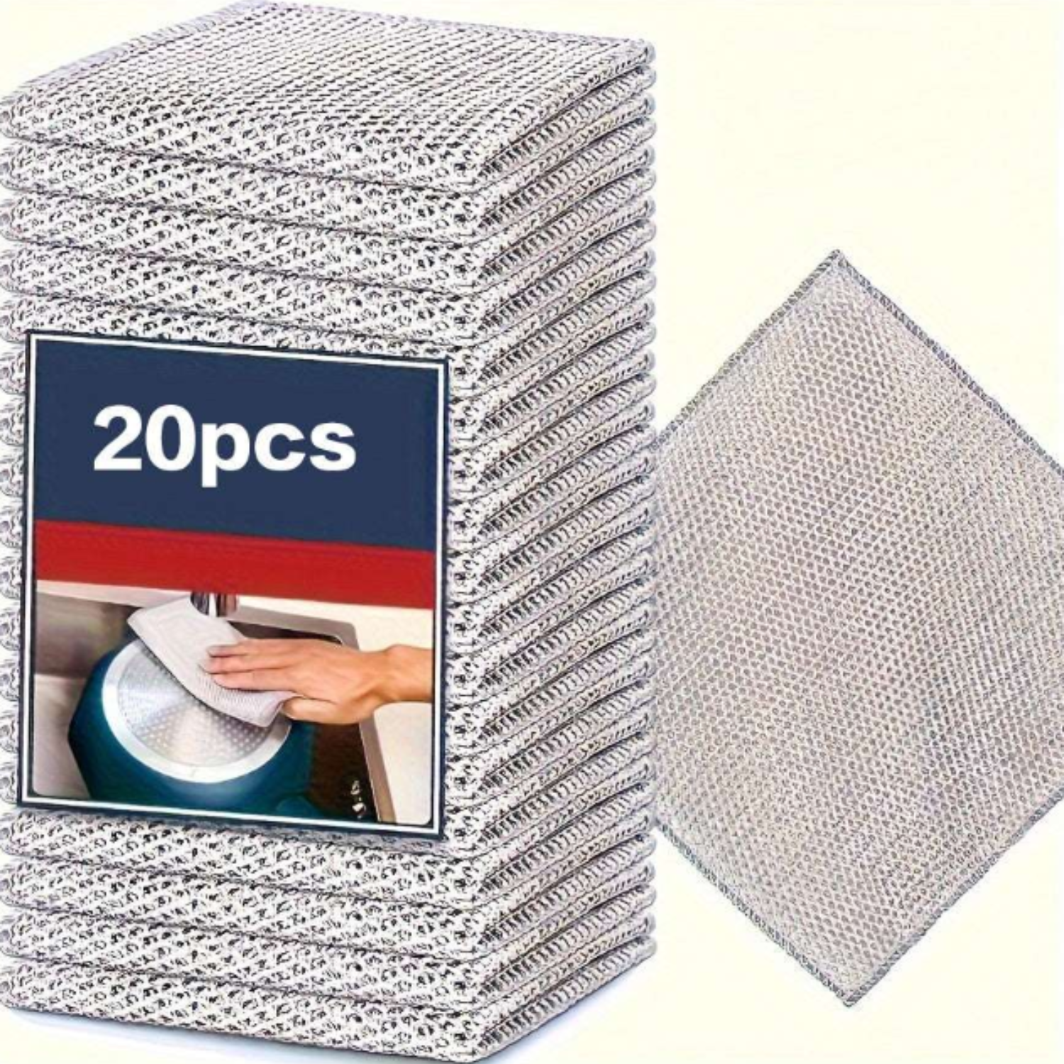 5/10/20/30 Pcs Non-Stick Oil-Resistant Kitchen Cleaning Scrubber – Reusable Mesh Dish Towels for Stovetops, Pots & Range Hoods, Checkered Pattern, Home Use