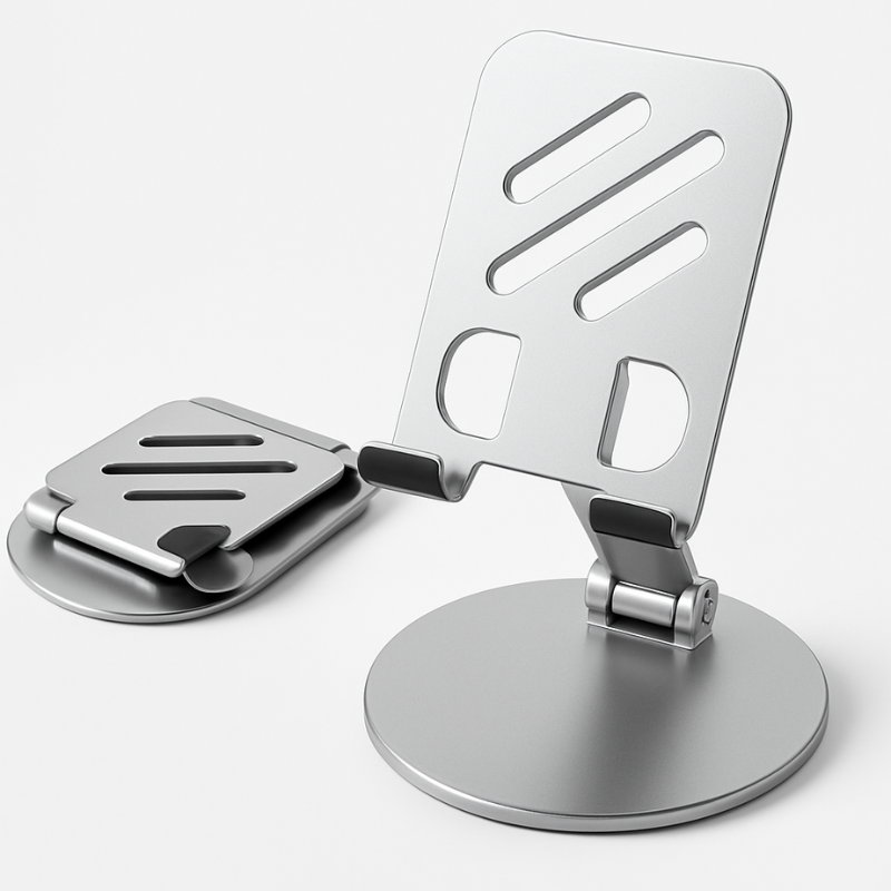 360° Rotatable Mobile Phone Stand – Foldable & Height Adjustable Aluminum Desk Holder | Anti-Skid, Multipurpose Mobile Stand