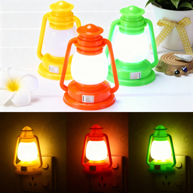 Lantern Shaped LED Night Lamp – Vintage Style Soft Glow Night Light for Bedroom, Home Decor & Kids Room (Random color-Pack of 1 Pc)
