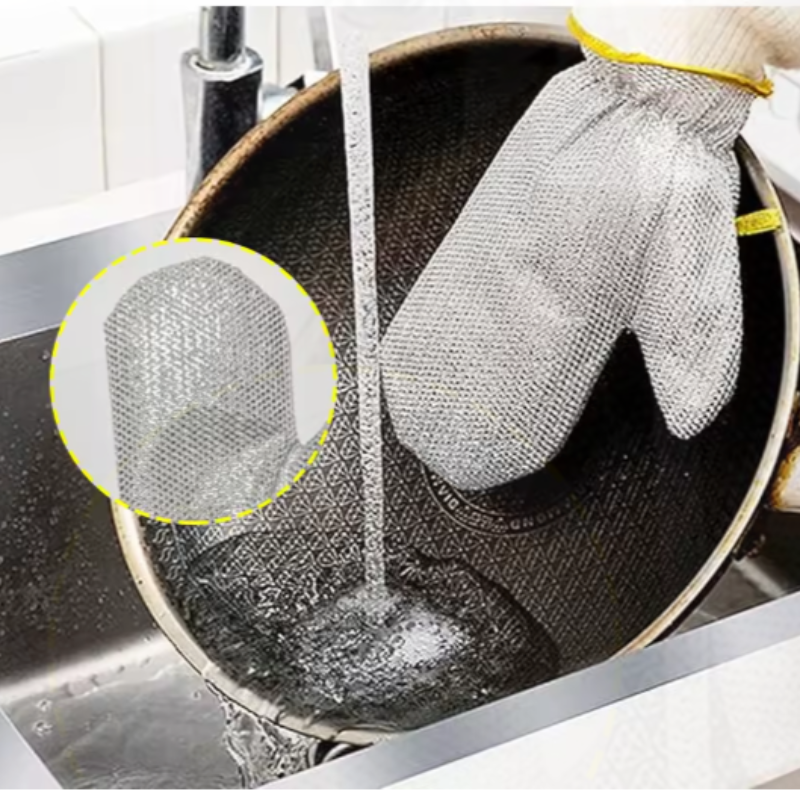 Silver wire dishwashing Gloves – Multipurpose Reusable Scrubbing Gloves | Kitchen Cleaning & Household Cleaning Gloves (Pack of 1)
