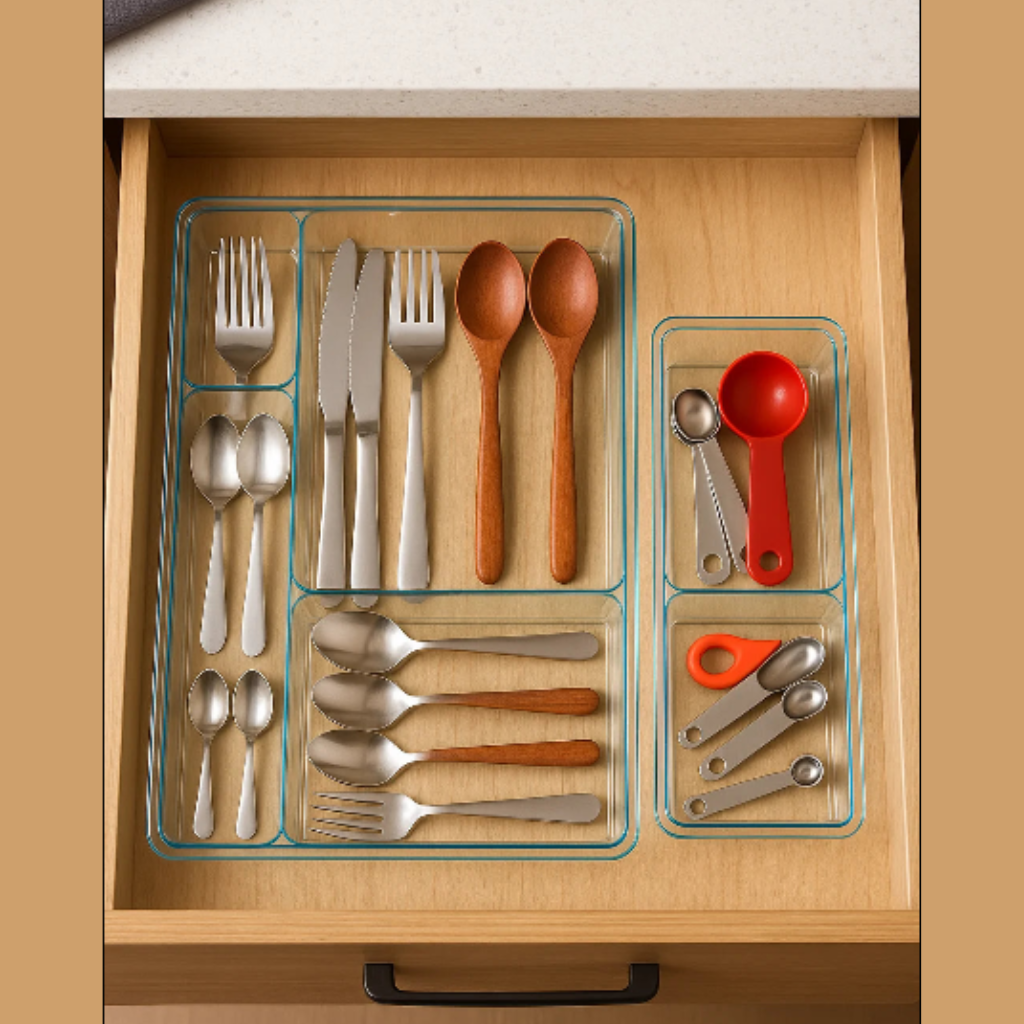 2 Pcs Multipurpose Drawer Organiser Tray – Kitchen & Office Storage (Random Partition)