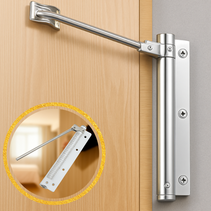 Automatic Door Closer – Adjustable Spring-Loaded Stainless Steel Self Closing with Allen Key & Screws