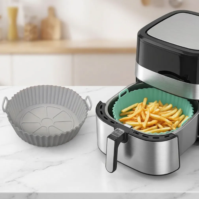 Reusable Air Fryer Silicone Liner – Non-Stick, Easy to Clean, Heat-Resistant Oven & Microwave Safe Basket (Random color-Pack of 1)