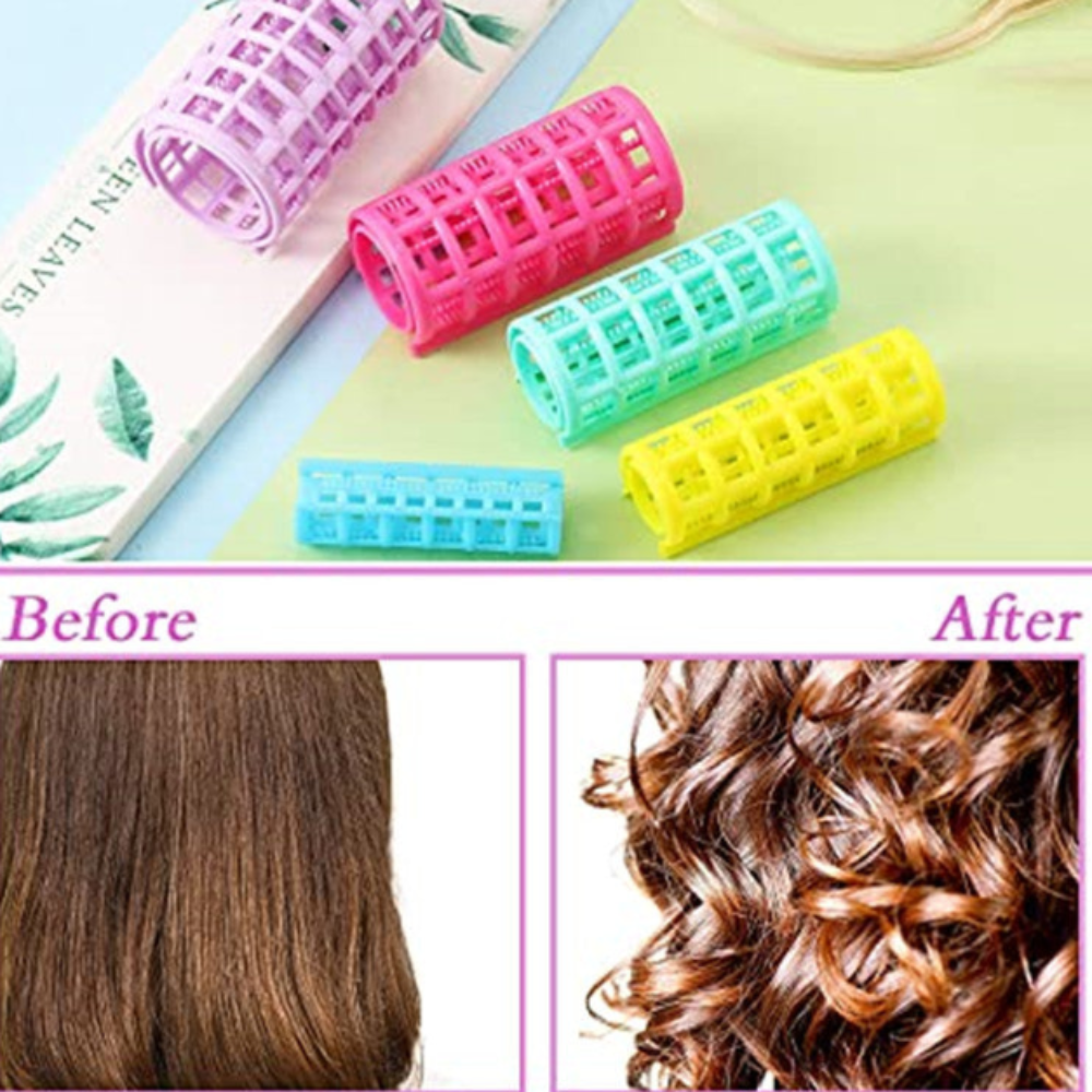 Hair Curlers Clip Set – Heatless Hair Rollers with Clip for Soft, Natural Curls (4 Curlers + 1 Clip)